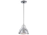 Photo 1 of Karnes 1-Light Brushed Nickel Mini Pendant with Shade and Clear Ribbed Glass