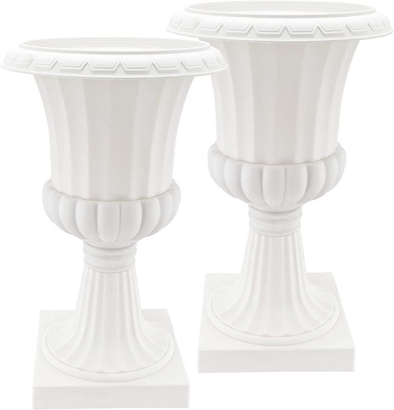 Photo 1 of Arcadia Garden Products PL50WT-2 Deluxe Plastic Urn, White (Pack of 2)