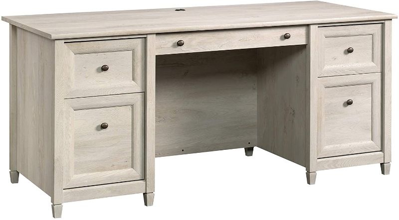 Photo 1 of Sauder Edge Water Executive Desk, L: 65.12" x W: 29.53" x H: 29.37", Chalked Chestnut finish
Color:Chalked Chestnut Finish