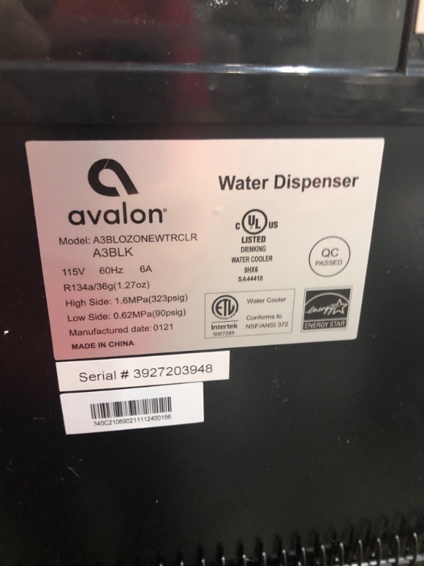 Photo 4 of Avalon A3blk Self Cleaning Bottom Loading Water Cooler Dispenser - Black