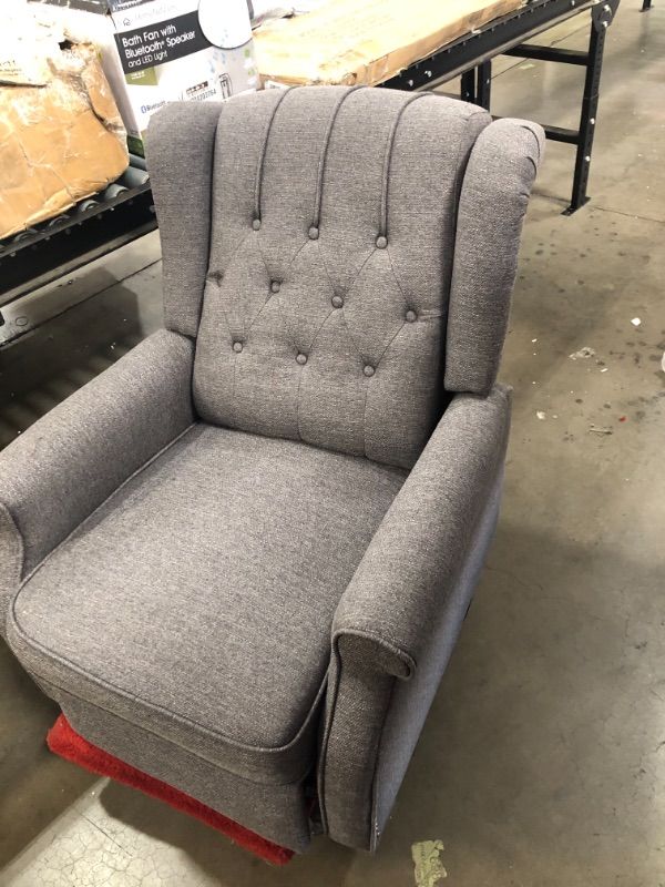 Photo 2 of 29 in. Width Big and Tall dark grey Fabric Nailhead Trim 1 Position Manual Recliner
