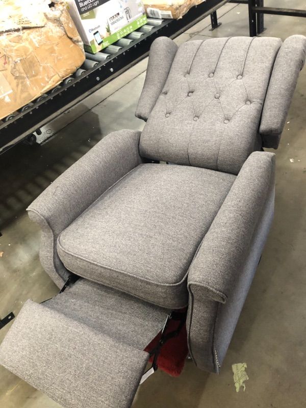 Photo 3 of 29 in. Width Big and Tall dark grey Fabric Nailhead Trim 1 Position Manual Recliner
