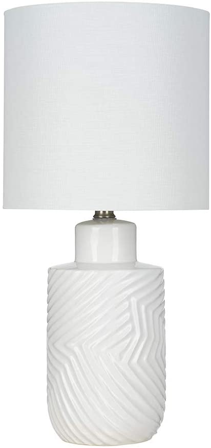 Photo 1 of Amazon Brand – Rivet Table Lamp with Textured Ceramic Base, Bulb Included, 20"H, White
