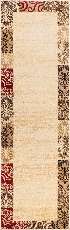 Photo 1 of Well Woven Barclay Vane Willow Damask Beige Modern Area Rug 2'7'' X 9'6'' Runner
