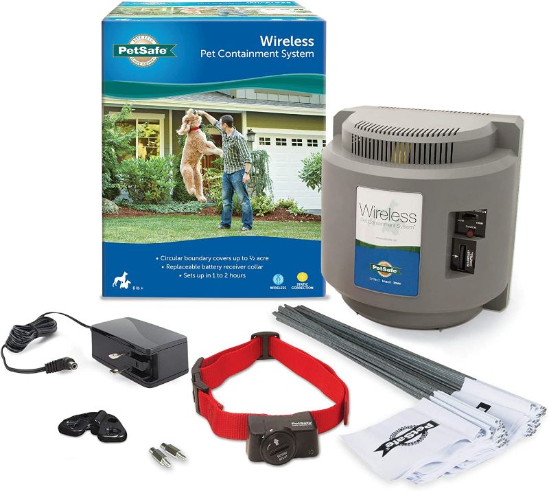 Photo 1 of PetSafe Wireless Fence Pet Containment System, Covers up to 1/2 Acre, for Dogs over 8 lb, Waterproof Receiver with Tone / Static Correction - From The Parent Company of INVISIBLE FENCE Brand
