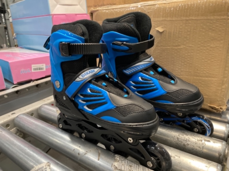 Photo 2 of DIKASHI Black/Blue/Red Adjustable Inline Skates Boys Girls Kids Women Men Size,Light Up Adult Roller Blades Skates for Women Outdoor and Indoor size Large 
