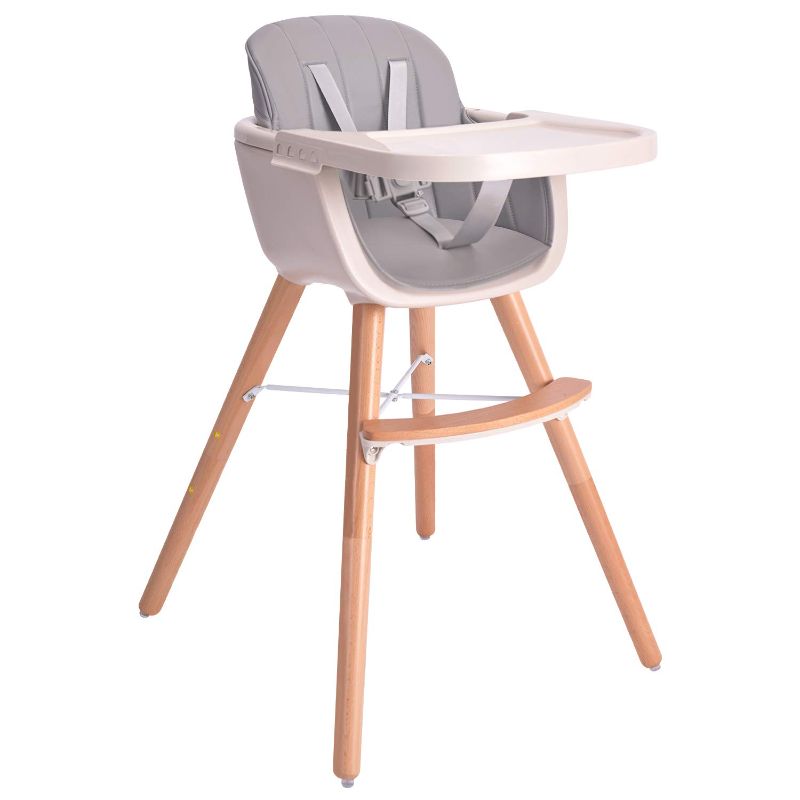 Photo 1 of Baby High Chair, Wooden High Chair with Removable Tray and Adjustable Legs for Baby/Infants/Toddlers,Gray
