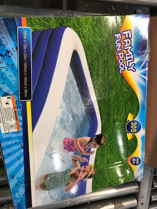 Photo 1 of inflatable swimming pool for kids, adults, rectangle, 118" x 72" x 22"