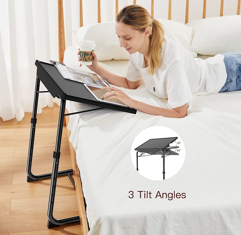 Photo 1 of Adjustable TV Trays - TV Tray Tables on Bed & Sofa, Adjustable Laptop Table as TV Food Tray, Work Tray with 6 Heights & 3 Tilt Angles Adjustable by HUANUO