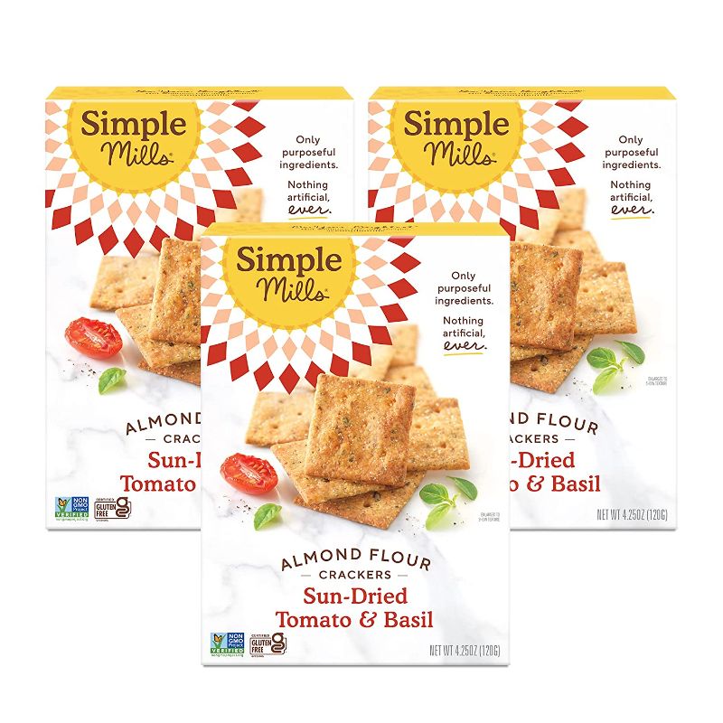 Photo 1 of *EXPIRED 09 14, 2021*
Simple Mills Almond Flour Crackers, Sundried Tomato & Basil, Gluten Free, Flax Seed, Sunflower Seeds, Corn Free, Good for Snacks, Made with whole foods, 3 Count (Packaging May Vary)
