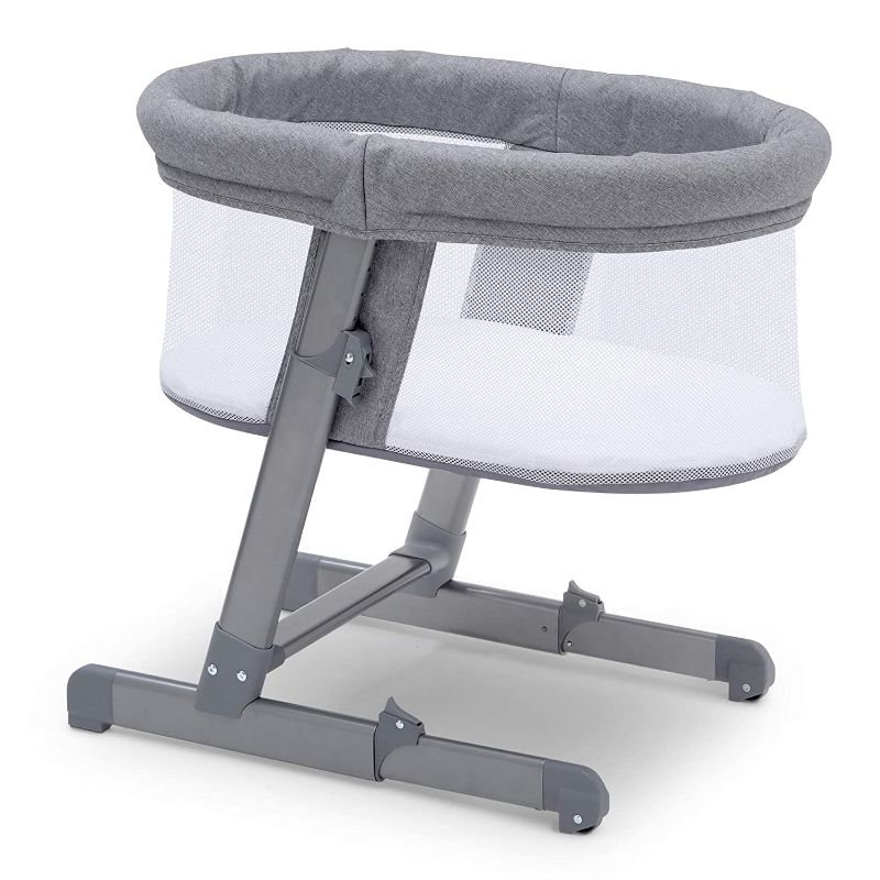 Photo 1 of *USED*
Simmons Kids Oval City Sleeper Bedside Bassinet - Adjustable Height Portable Crib with Wheels & Airflow Mesh, Grey Tweed, 31.5 x 19.7 x 30 inches

