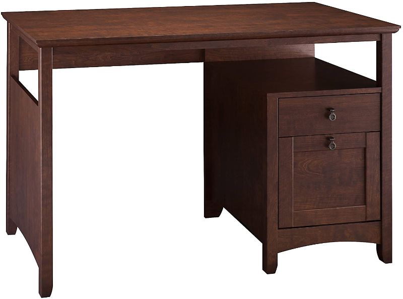 Photo 1 of ***COSMETIC DAMAGE ON ALL CORNERS OF TABLE TOP*** Bush Furniture Buena Vista One Computer Desk with Drawers, Madison Cherry (MY13823-03), 52.13 x 25 x 5.38 inches
