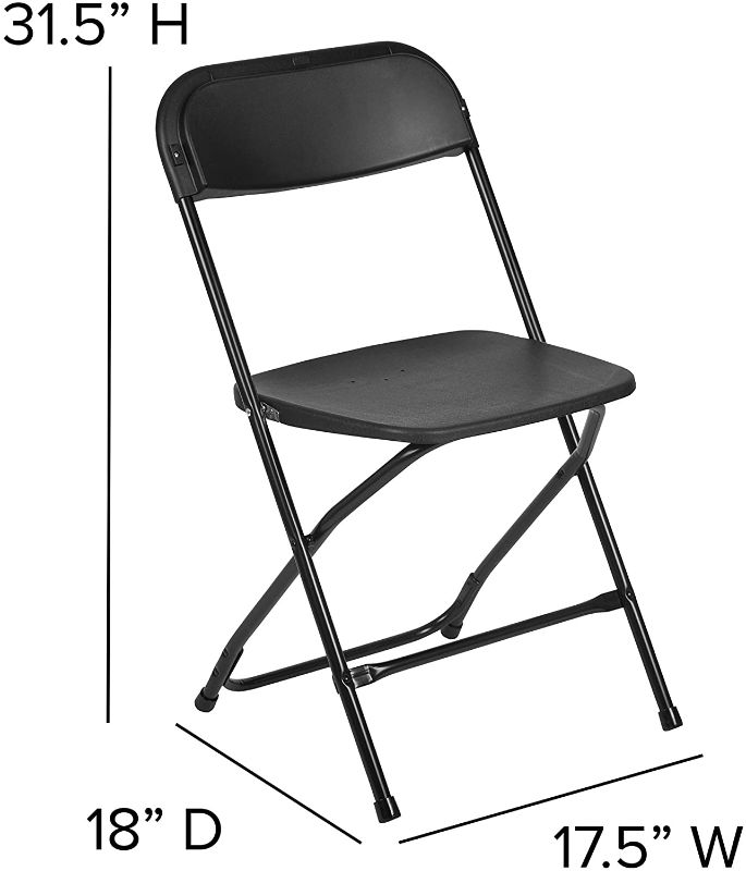 Photo 1 of Flash Furniture Hercules Series Plastic Folding Chair - Black - 10 Pack 650LB Weight Capacity Comfortable Event Chair-Lightweight Folding Chair
