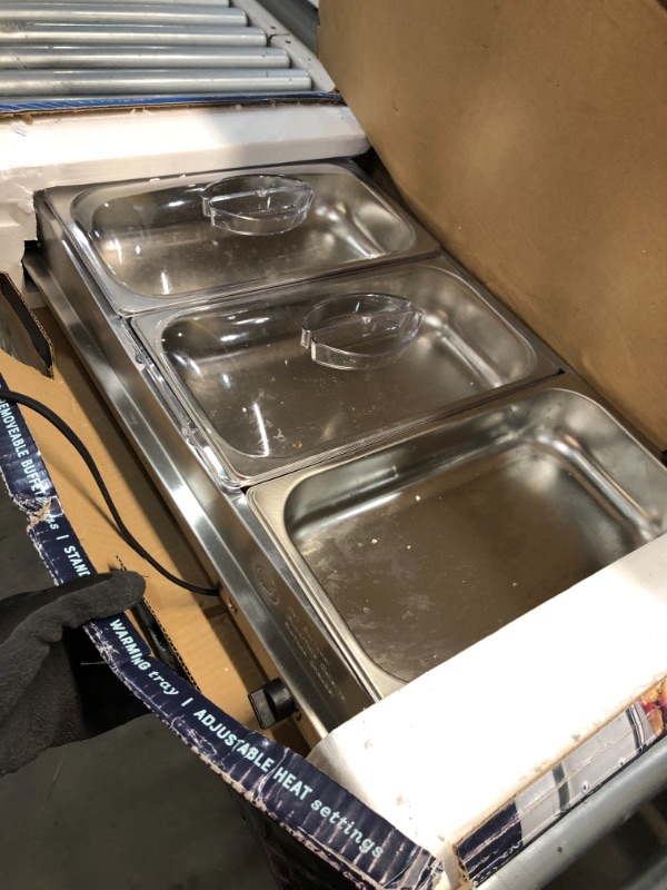 Photo 2 of *USED*
*MISSING a lid*
Oster Buffet Server Warming Tray | Triple Tray, 2.5 Quart, Stainless Steel, 23.3 x 15.6 x 10.3 inches

