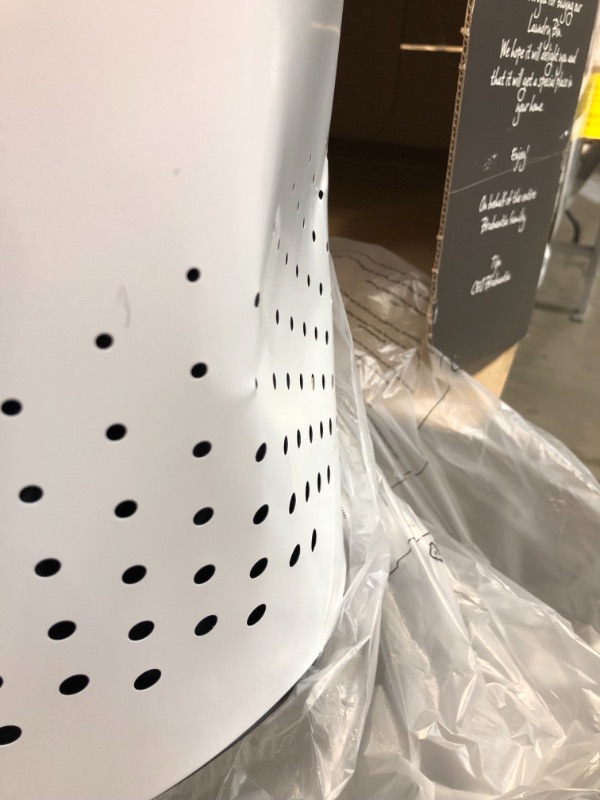 Photo 4 of *SEE last picture for damage*
Brabantia Premium Large Laundry Hamper 2 sections with Lid, 14.5 Gallon, White, 17.72 L x 11.42 W x 24.8 H inches

