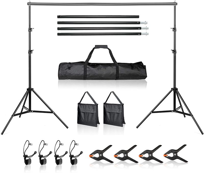Photo 1 of *MISSING clamps* 
BEIYANG 8.6 x 10 FT Background Stand, Backdrop Support System Kit with Carry Bag for Photo Video Shooting
