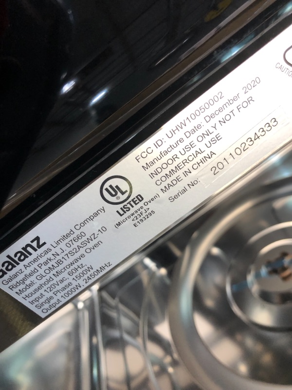 Photo 11 of *SEE last picture for damage*
*MISSING circle wheel piece for inside*
Galanz GLOMJB17S2ASWZ-10 30" SpeedWave Over The Range Microwave Oven, True Convection & Sensor Technology, Air Fry & Steam Cooking, Stainless Steel, 1.7 Cu Ft, Cu.Ft
