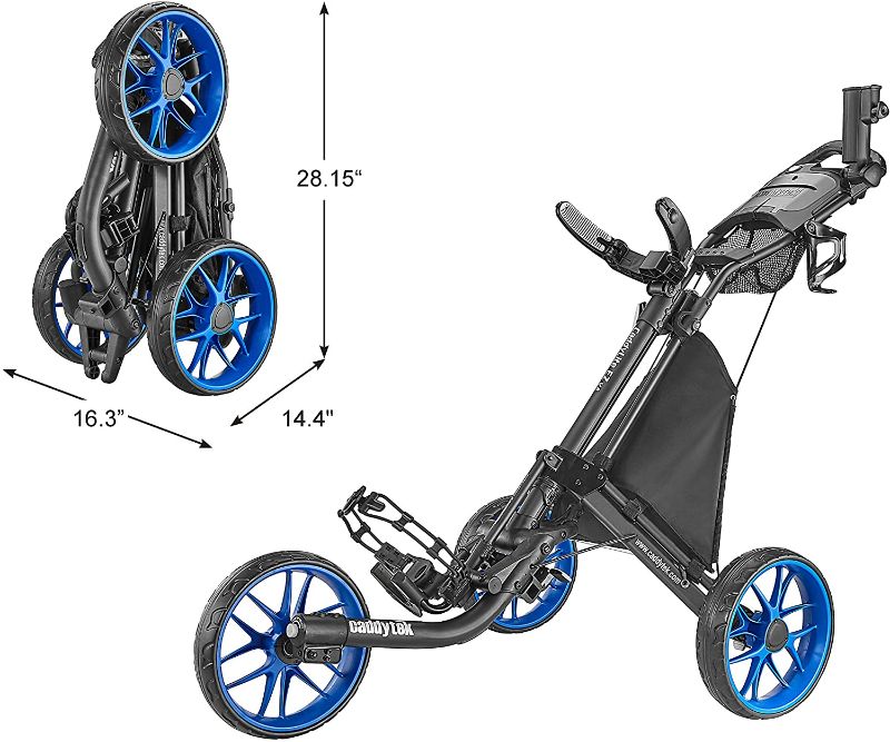 Photo 1 of *USED*
CaddyTek 3 Wheel Golf Push Cart - Foldable Collapsible Lightweight Pushcart with Foot Brake - Easy to Open & Close
