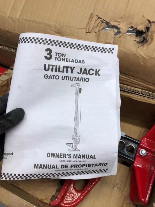 Photo 3 of BIG RED TRA8335B Torin 33" Ratcheting Off Road Utility Farm Jack, 3 Ton (6,000 lb) Capacity, Red
