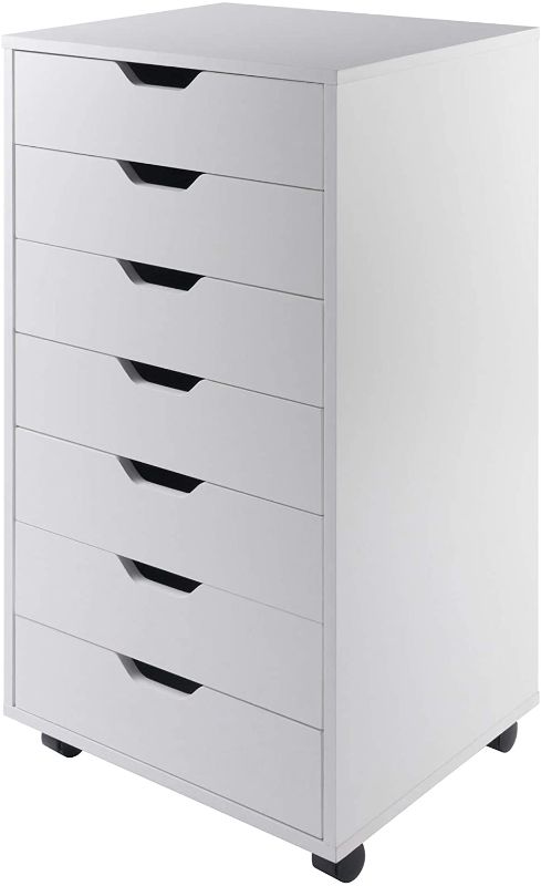 Photo 1 of Winsome Halifax 7-Drawer Composite Wood Cabinet, White (10792), 19.21" W x 15.98" D x 35.35" H 