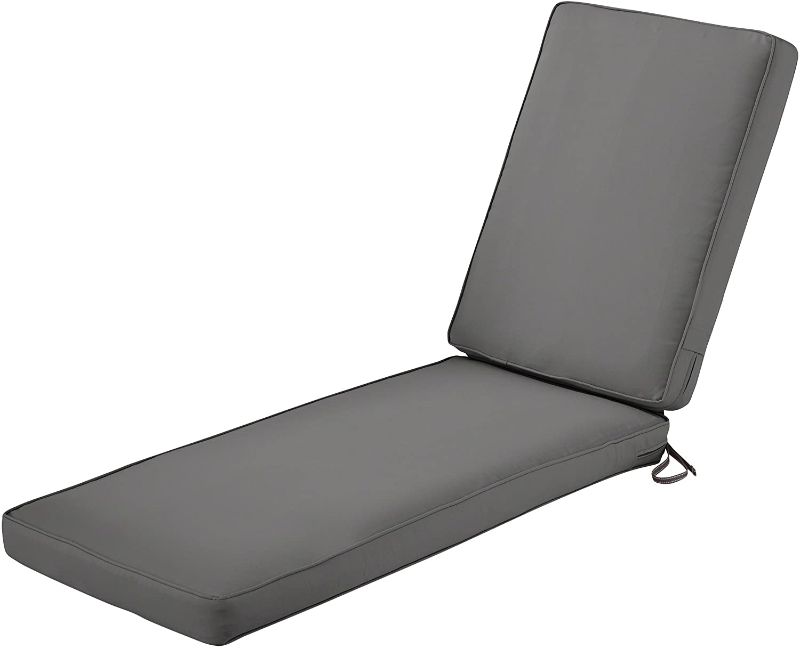 Photo 1 of Classic Accessories Montlake Water-Resistant 72 x 21 x 3 Inch Outdoor Chaise Lounge Cushion, Patio Furniture Cushion, Light Charcoal Grey


//cushion is damaged 