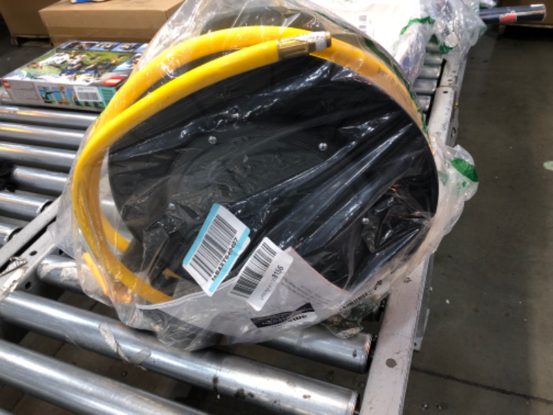 Photo 2 of ***PARTS ONLY*** AmazonCommercial GAC-HR-004 Air Reel Retractable 3/8" Inch x 50' Feet Premium Commercial Flex Hybrid Polymer Hose Max 300 PSI Heavy Duty Steel Frame, 13.2''x5.5''x11'', Squid Ink, Daisy
