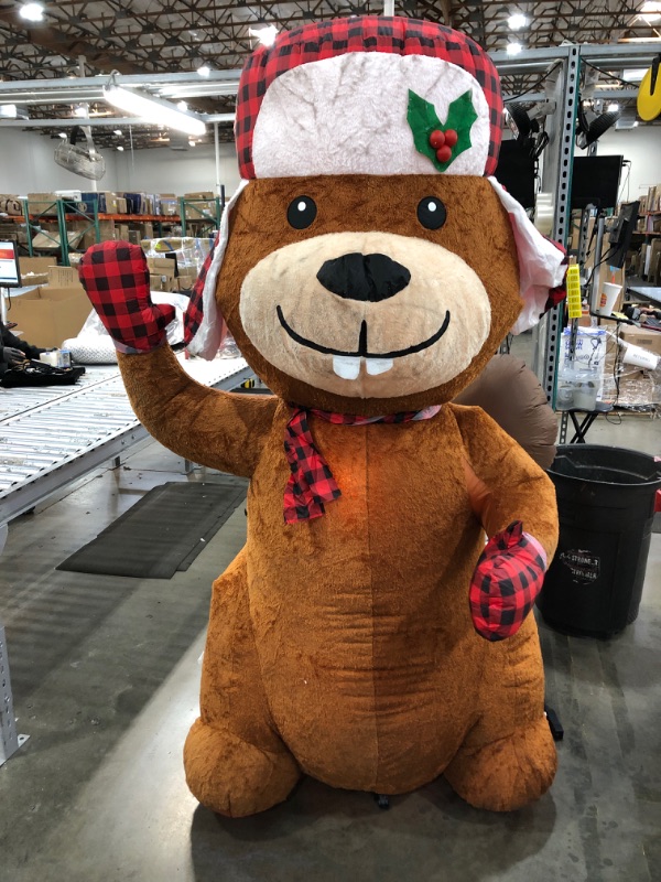 Photo 2 of Home Accents Holiday
7 ft Pre-Lit LED Airblown Plush Fabric Beaver Christmas Inflatable