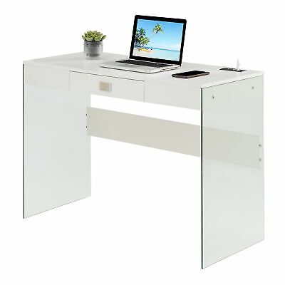 Photo 1 of Convenience Concepts SoHo 42 inch Glass Desk with Charging Station Multiple Finishes
