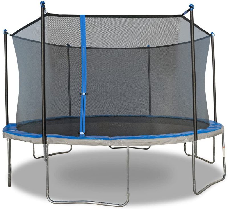 Photo 1 of (Incomplete - 1 of 3 Boxes Only) TruJump 14ft Trampoline and 6-Pole Enclosure Combo, Blue
