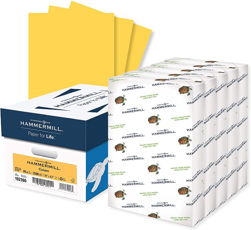 Photo 1 of Hammermill Colored Paper, 20 lb Goldenrod Printer Paper, 11 x 17-5 Ream (2,500 Sheets) - Made in the USA, Pastel Paper, 102160C
