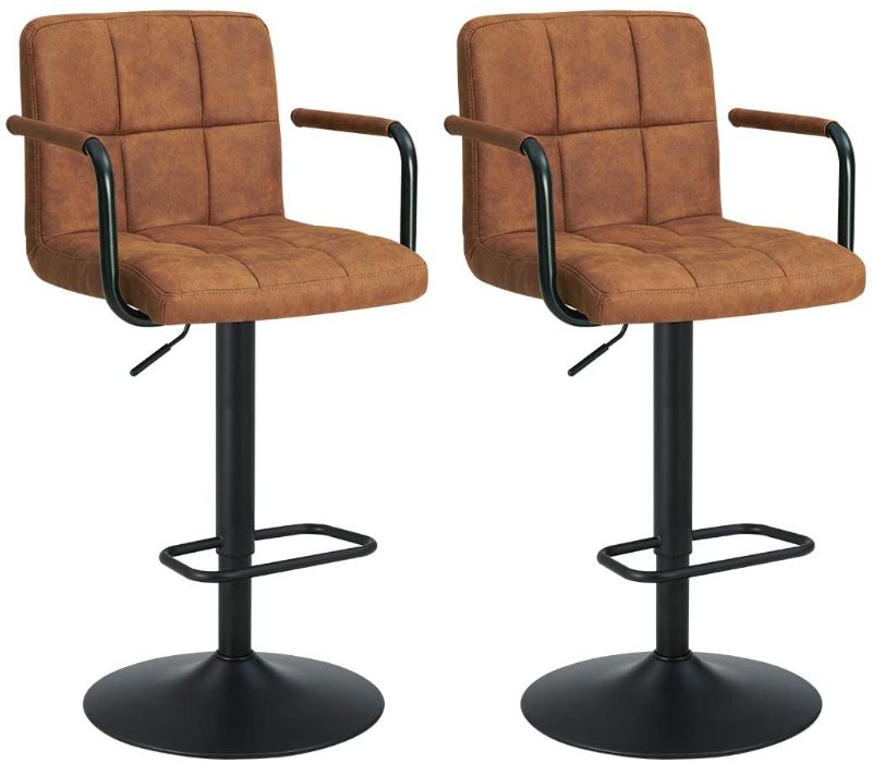 Photo 1 of Bar Stool Kitchen Bar stools with Backrest & Armrest Set of 2 Duhome WY-451K Bar Chair (Brown)
missing some hardware**buy as is**no return