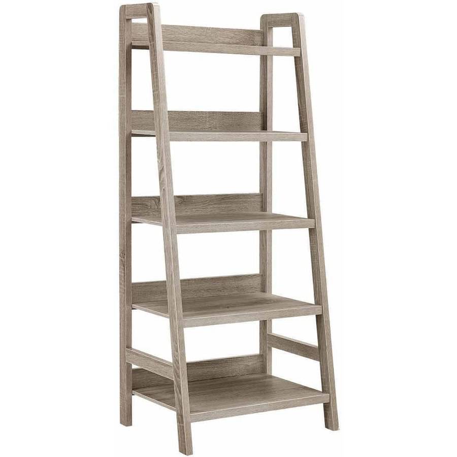 Photo 2 of Linon Tracey 5 Shelves Ladder Bookcase, Gray