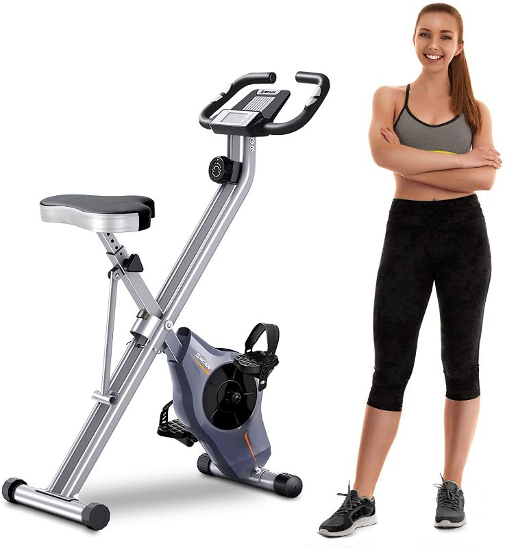 Photo 1 of BCAN Folding Exercise Bike-Stationary Bike Foldable with Magnetic Resistance,Pulse Monitor and Comfortable Seat
