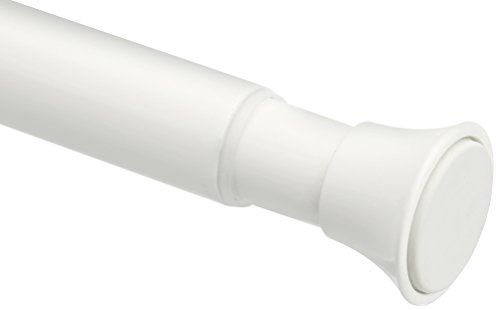 Photo 1 of Amazon Basics Tension Curtain Rod, Adjustable 54-90" Width - White, Classic Finial
