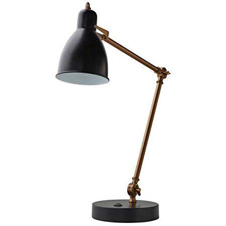 Photo 1 of Amazon Brand - Rivet Caden Adjustable Task Table Lamp with USB Port, Bulb Included, 28.5"H , Black and Brass

