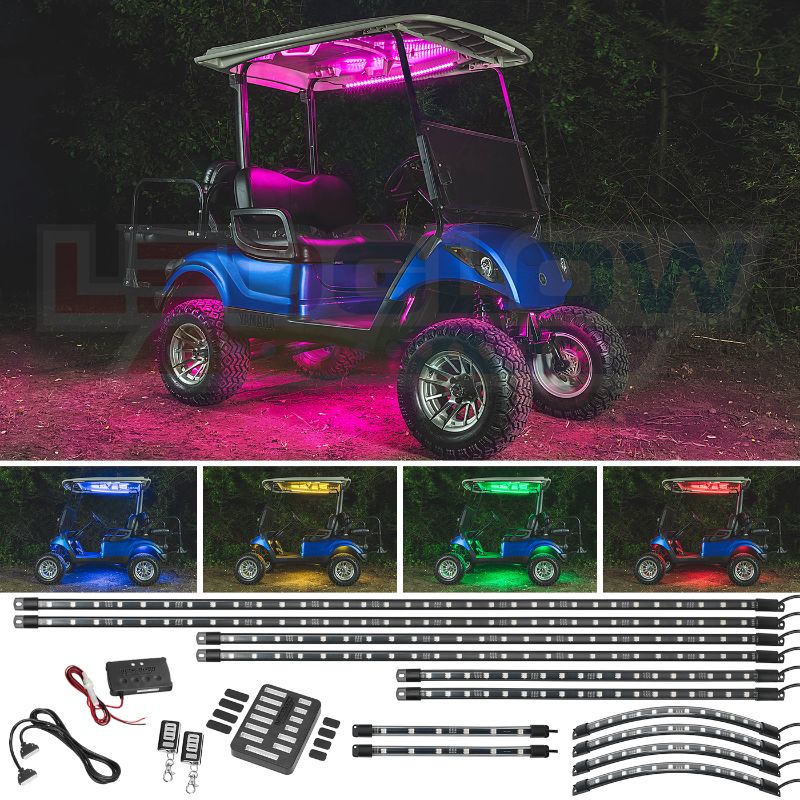 Photo 1 of LEDGlow 12pc Million Color SMD LED Golf Cart Underbody Underglow Lighting Kit with Canopy. Wheel Well & Interior Lights
