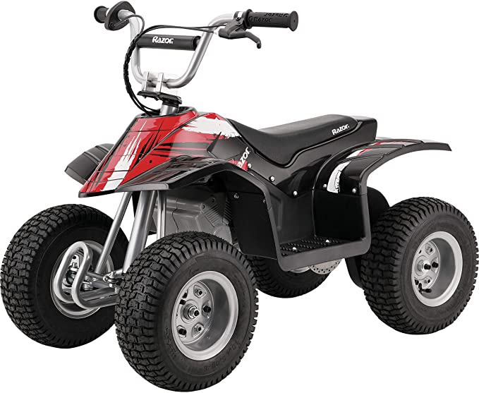 Photo 1 of PARTS ONLY does not hold a charge, only lasts about 5 minutes from full charge
Razor Dirt Quad - 24V Electric 4-Wheeler ATV - Twist-Grip Variable-Speed Acceleration Control, Hand-Operated Disc Brake, 12" Knobby Air-Filled Tires 