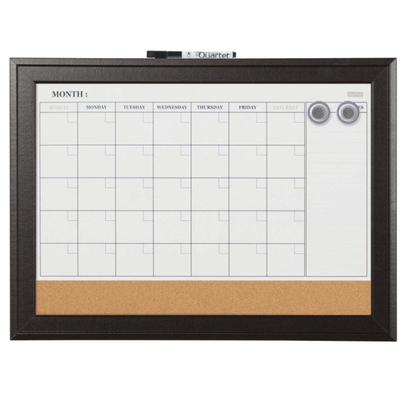 Photo 1 of Quartet Magnetic Combination Calendar Board, Espresso Frame (79275)