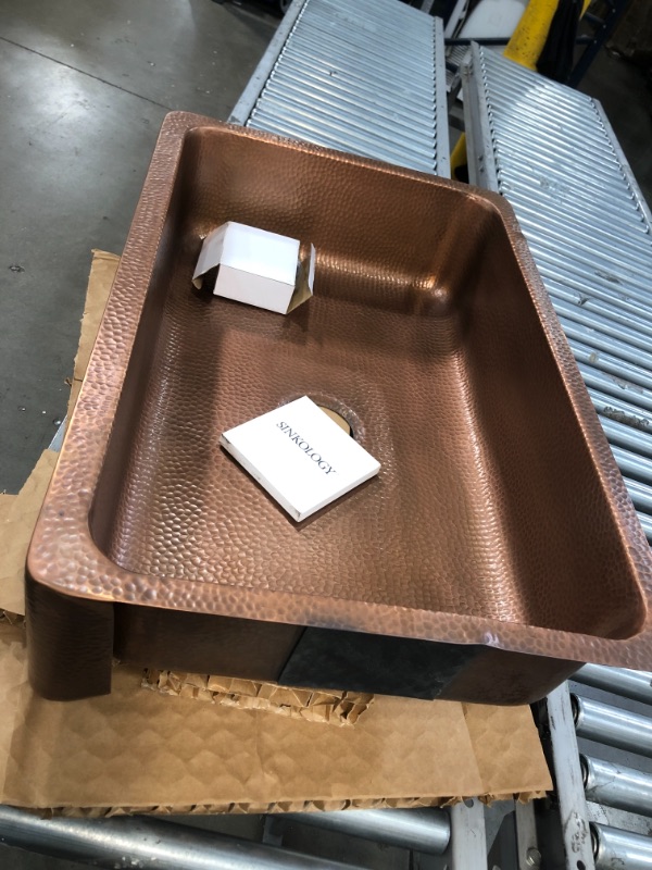 Photo 2 of Adams Farmhouse/Apron-Front Handmade Pure Solid Copper 33 in. Single Bowl Kitchen Sink in Antique Copper
