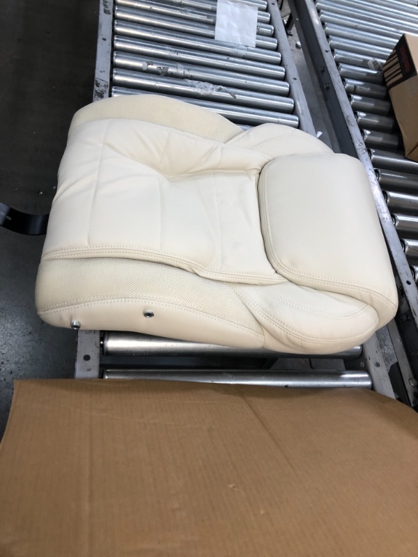 Photo 1 of AmazonCommercial Ergonomic High-Back Bonded Leather Executive Chair with Flip-Up Arms and Lumbar Support, Cream
