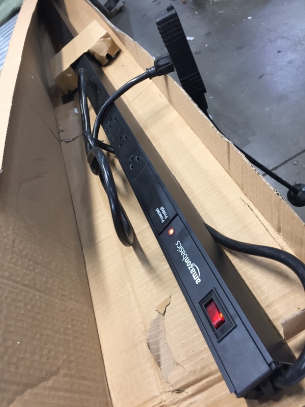 Photo 1 of Amazon Basics Heavy Duty Metal Surge Protector Power Strip with Mounting Brackets - 9-Outlet, 600-Joule (15A On/Off Circuit Breaker)
PREVIOUSLY OPENED
