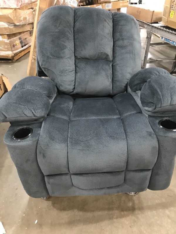 Photo 1 of Blue/Gray Recliner w/ two cup holders