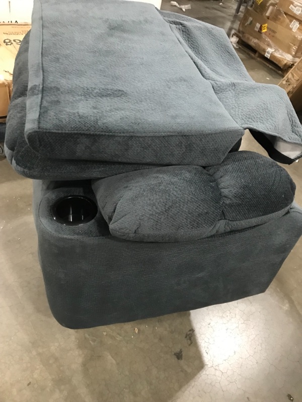 Photo 2 of Blue/Gray Recliner w/ two cup holders