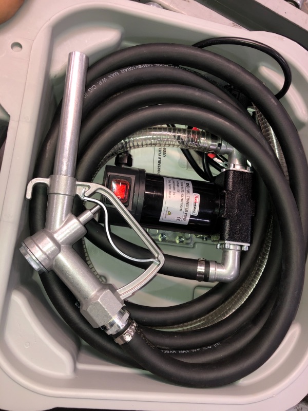 Photo 1 of Fuelworks Fuel Box Transfer Pump Kit Portable 10GPM/40LPM (for Diesel Only) Heavy Duty Electric Self-Priming DC 12V Alligator Clamps Includes Aluminum Manual Nozzle, Delivery & Suction Hose & Filter
