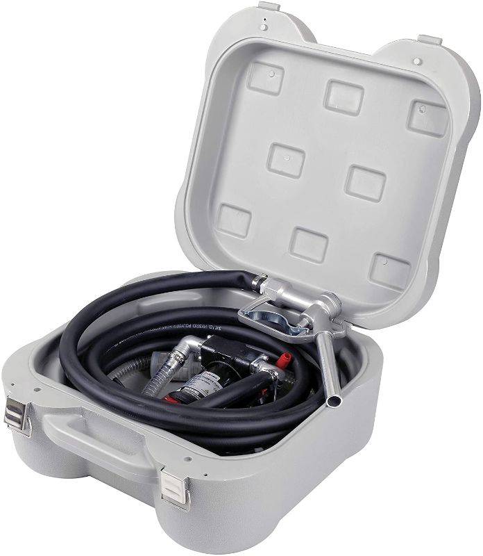 Photo 1 of Fuelworks Fuel Box Transfer Pump Kit Portable 10GPM/40LPM (for Diesel Only) Heavy Duty Electric Self-Priming DC 12V Alligator Clamps Includes Aluminum Manual Nozzle, Delivery & Suction Hose & Filter
