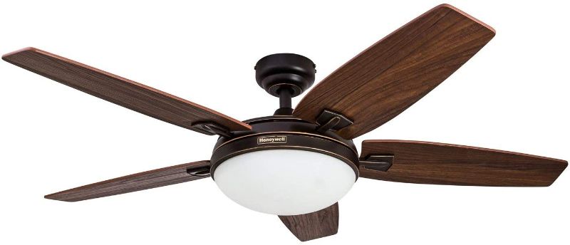 Photo 3 of 48" Honeywell Carmel Oil Rubbed Bronze Ceiling Fan with Integrated Light and Remote
PREVIOUSLY OPENED