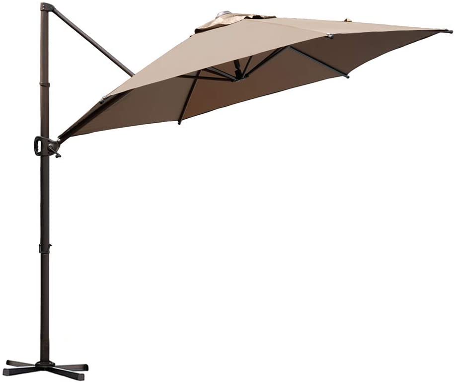 Photo 1 of Abba Patio 9ft Patio Offset Hanging Umbrella Outdoor Cantilever Sturdy Umbrella with Crank & Cross Base & Easy Tilt, for Garden, Backyard, Pool and Deck, Mocca
PREVIOUSLY OPENED