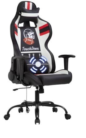 Photo 1 of Gaming Chair Massage Office Chair Racing Computer Chair with Lumbar Support Headrest Armrest Rolling Ergonomic Adjustable Chair for Adults(Black)
