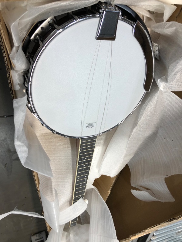 Photo 3 of 5-String Geared Tunable Banjo with White Jade Tune Pegs and Rosewood Fretboard Polished Rich Wood Finish Maplewood Bridge Stand and Truss Rod Adjustment Tool- Pyle PBJ60