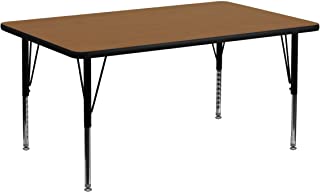 Photo 1 of 24''W x 48''L Rectangular Oak Thermal Laminate Activity Table - Height Adjustable Short Legs
**PARTS ONLY**